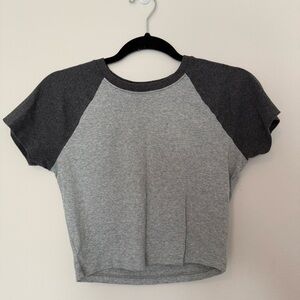 Hollister Cropped Grey Raglan Tee
